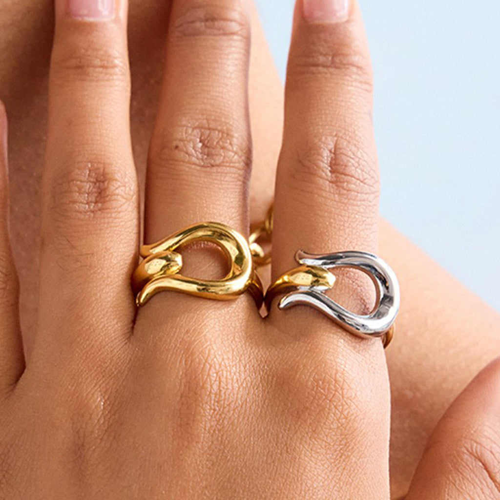 Damen Offener Ring aus rostfreiem Edelstahl mit elegantem Design und hypoallergener Verarbeitung Shop Nory