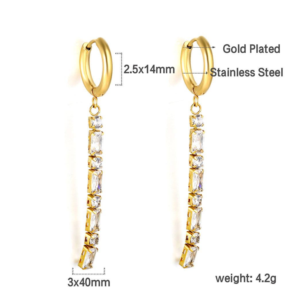 Damen Hängende Ohrstecker mit funkelnden Zirkonia-Elementen und eleganter Goldplattierung Shop Nory