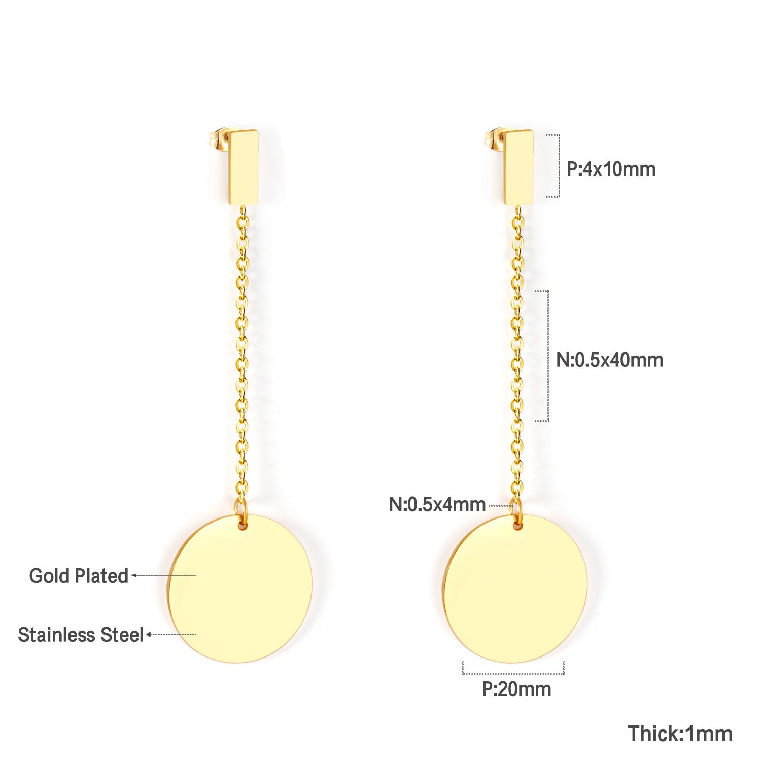 Damen Hängende Ohrstecker mit modernem Ketten-Design und vielseitigem Goldfinish Shop Nory