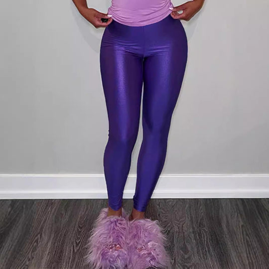 Damen Hochwertige Shiny Leggings mit hohem Bund und perfekter Passform