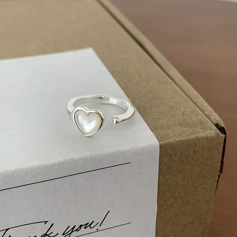 Damen Offener Ring mit herzförmigem Perlen-Motiv Shop Nory