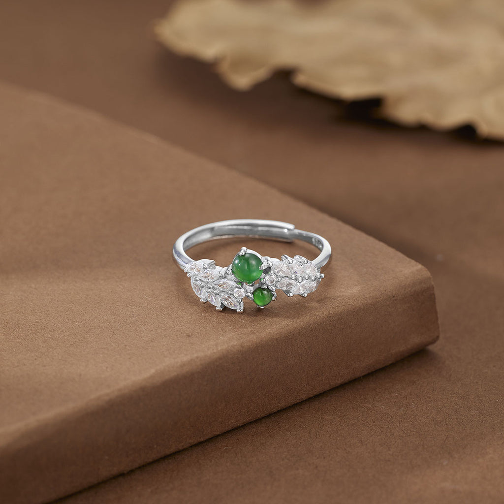 Damen Ring mit grünem Jade und funkelnden Zirkonia Shop Nory