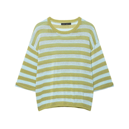 Damen Leichter gestreifter Strick-Poncho mit weitem Kurzarm und U-Boot-Ausschnitt Shop Nory