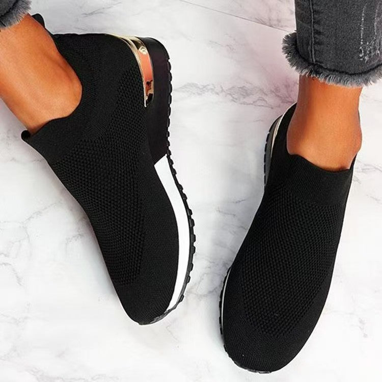 Damen Atmungsaktive Slip-On Sneaker mit trendiger Textiloberfläche und elastischem Kragen