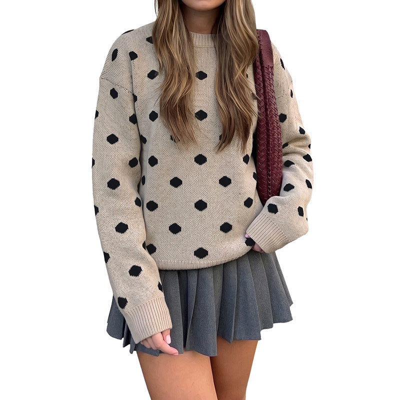 Damen Modischer Strickpullover mit Punkten Shop Nory