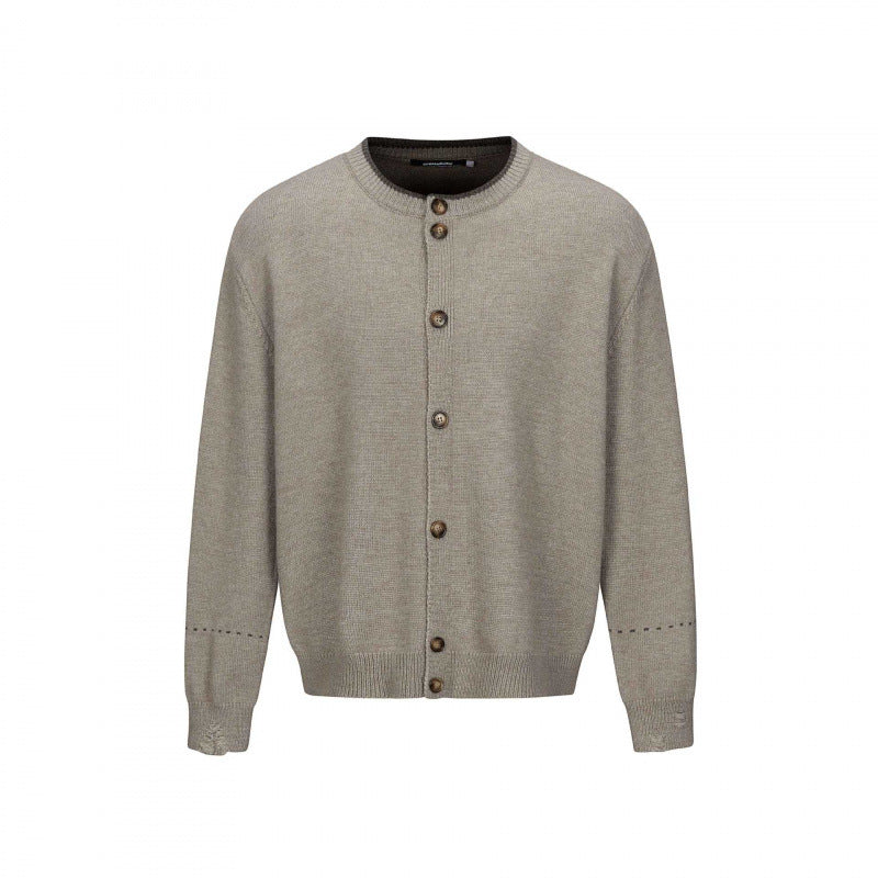 Unisex Boxy Strick-Cardigan mit Rundhals, durchgehender Knopfleiste und gerippten Abschlüssen Shop Nory