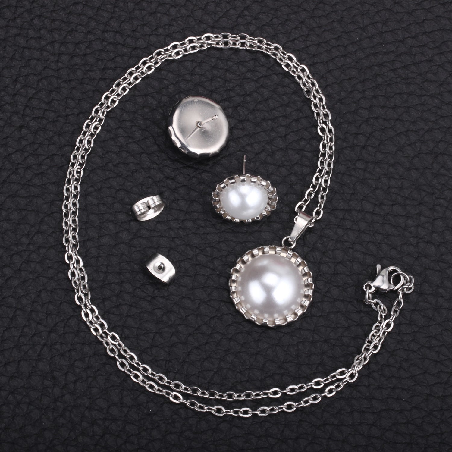 Damen Schmuckset mit Edelstahl-Halskette und elegantem Perlen-Aanhänger Shop Nory