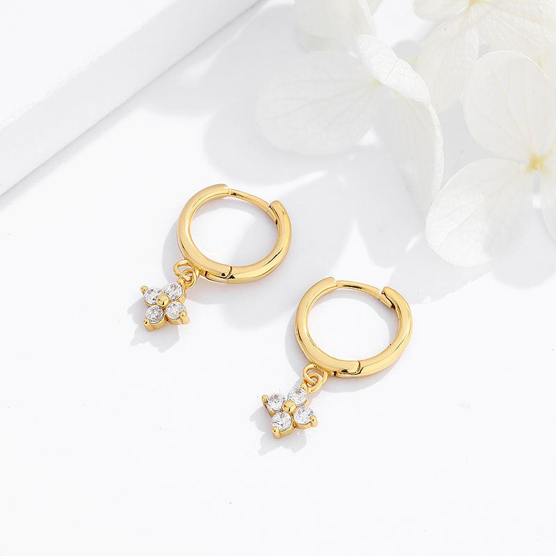 Damen Ohrhänger mit funkelndem Blumenanhänger Shop Nory