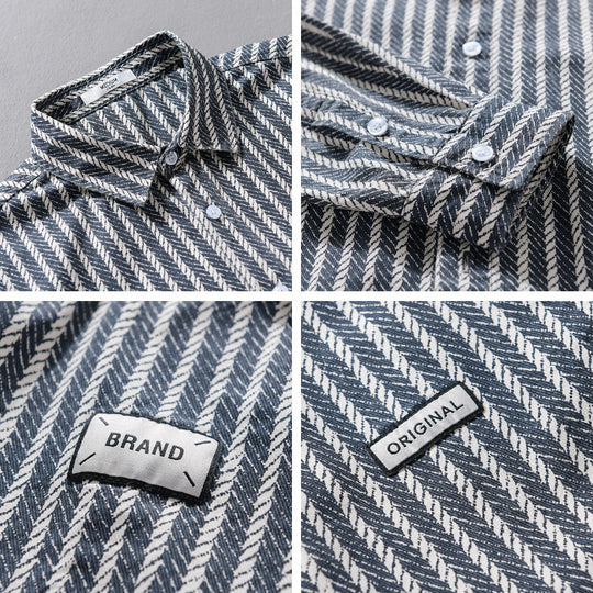 Herren Texturiertes Hemdjacken-Overshirt mit diagonaler Fischgrät-Struktur Shop Nory