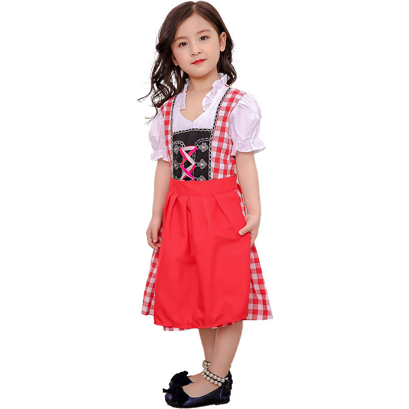 Damen nan traditionelles Kinderdirndlkleid mit geschnürtem Mieder, bestickten Details und abnehmbarer Schürze Shop Nory