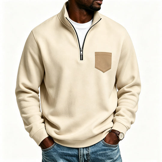 Herren Troyer-Sweatshirt mit halbem Reißverschluss und kontrastierter Brusttasche Shop Nory