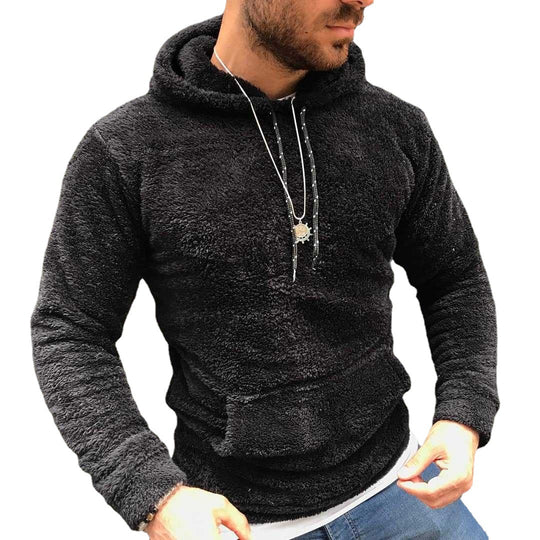 Herren nan Teddy-Plüsch Kapuzenpullover mit schmaler Passform und Kängurutasche Shop Nory