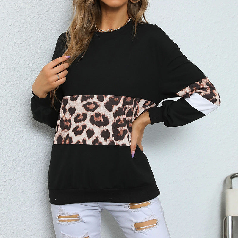 Damen Sweatshirt mit Leo‑Print und Colorblock‑Einsatz Shop Nory