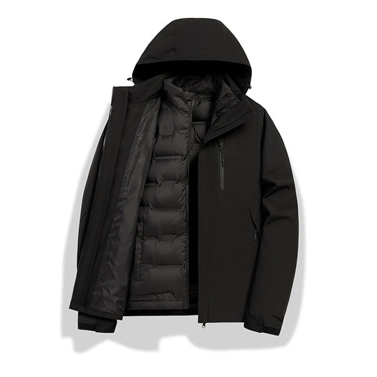 Damen 2-in-1 wasserdichte Winterjacke mit abnehmbarer Daunen-Innenweste Shop Nory