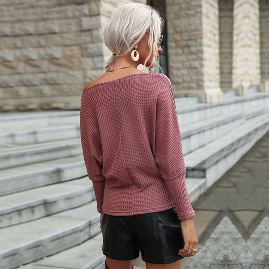 Damen Off-Shoulder Strukturstrickpullover mit weitem Carmenausschnitt Shop Nory