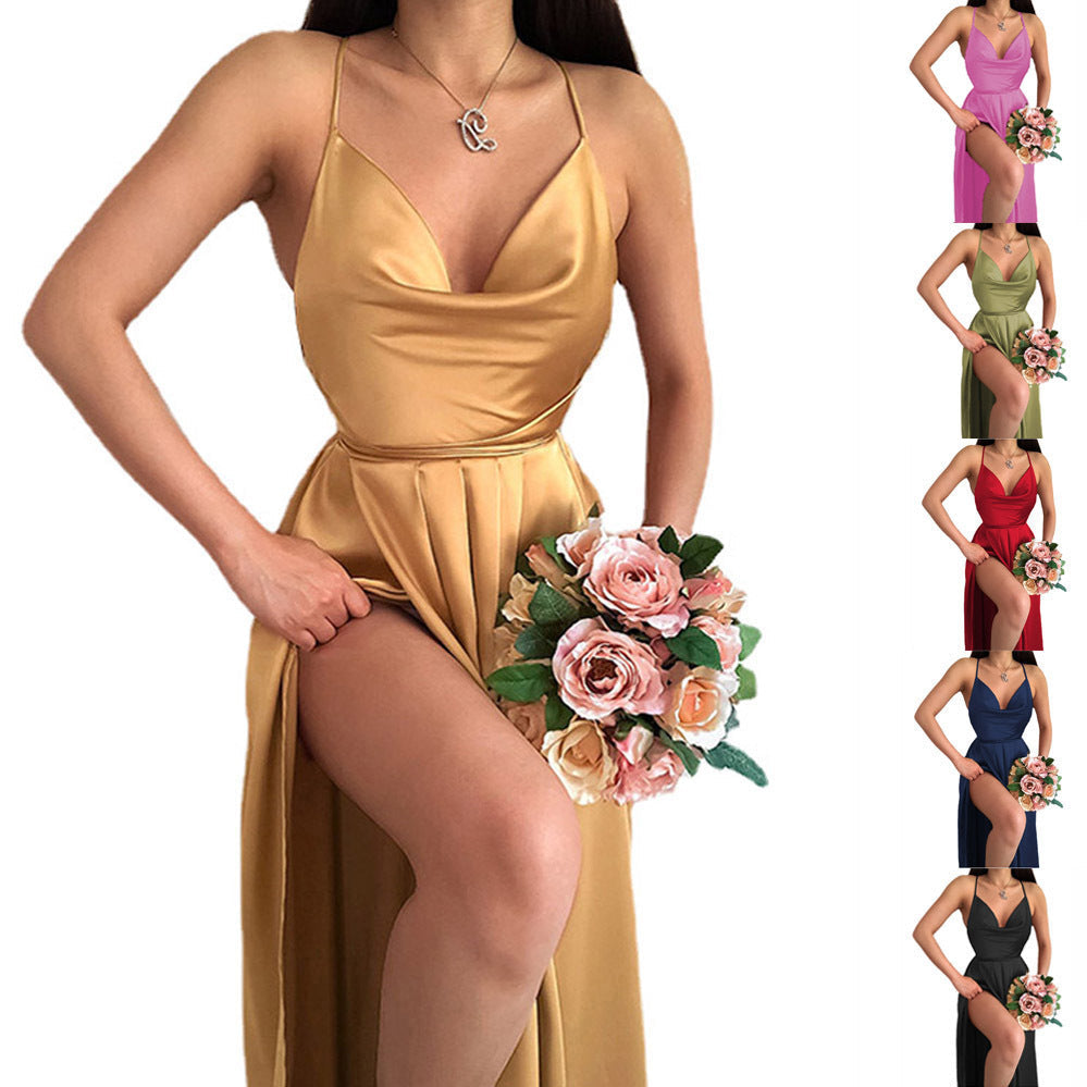 Damen Hochzeitskleid mit elegantem V-Ausschnitt und fließendem Rock