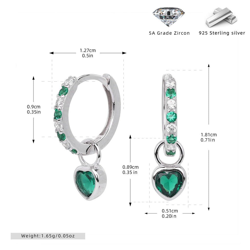 Damen Ohrhänger mit herzförmigem Anhänger aus 925 Sterling Silber und funkelnden Zirkonia Shop Nory
