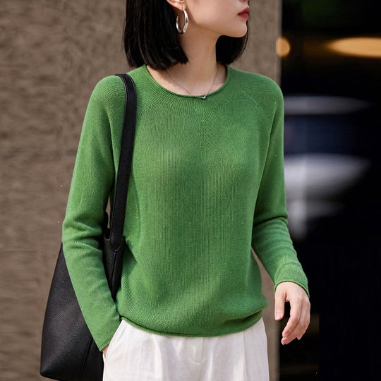 Damen Leichter Rundhalsausschnitt-Pullover in Kaschmir-Optik mit Raglanärmeln Shop Nory