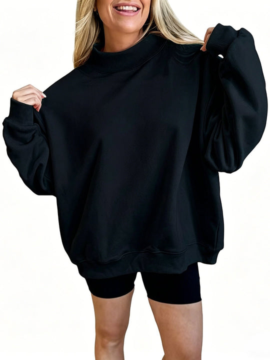Damen Oversize Sweatshirt mit Stehkragen und Ballonärmeln Shop Nory