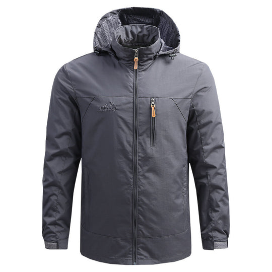 Herren Leichte atmungsaktive Outdoorjacke mit Kapuze, Brust-Reißverschluss und windabweisender Shell Shop Nory