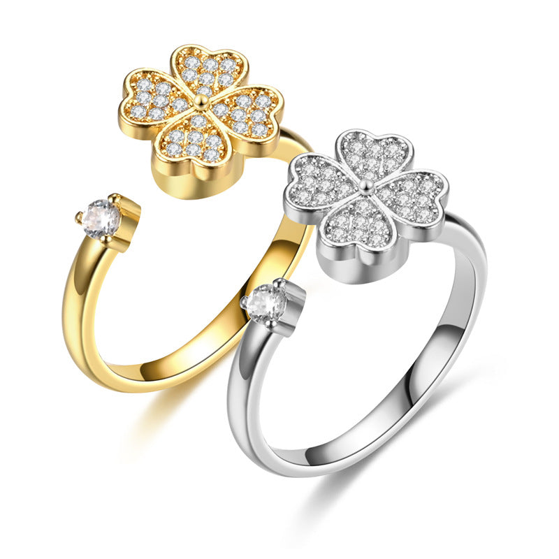 Damen Offener Ring mit elegantem Augendesign und funkelnden Zirkonia Steinen Shop Nory