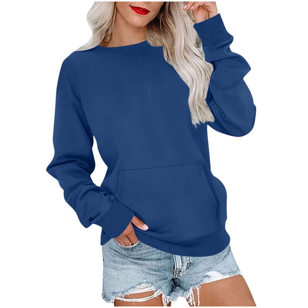 Damen Lockeres Sweatshirt mit Rundhalsausschnitt und Kängurutasche Shop Nory