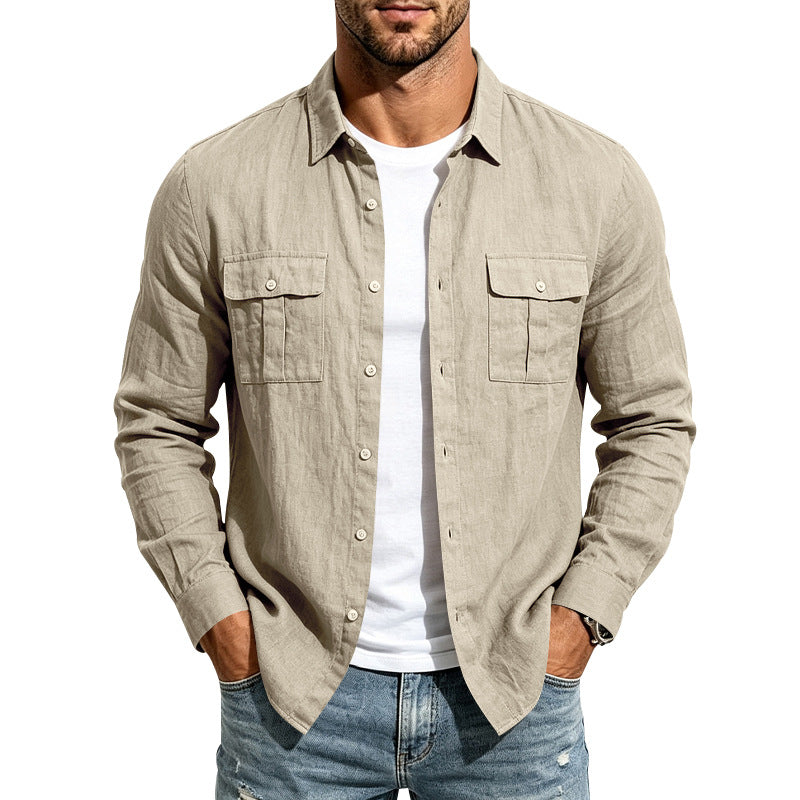 Herren Leinenhemd mit Brusttaschen und lässigem Overshirt Shop Nory
