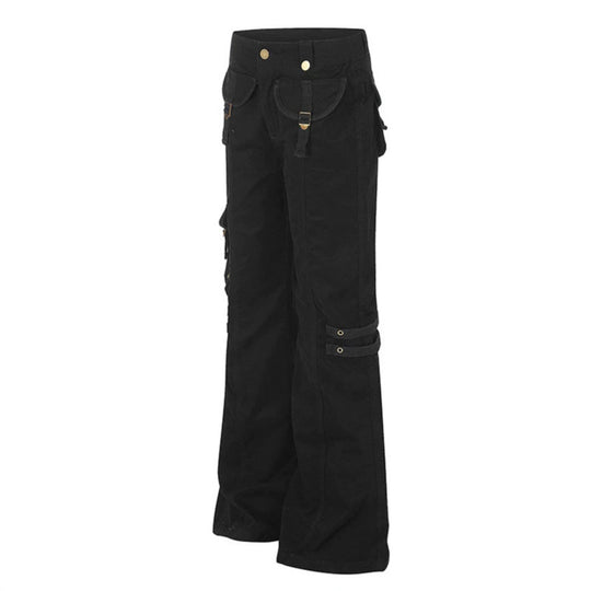 Damen weite High‑Waist Cargo‑Hose mit Utility‑Taschen und Gurt‑Details Shop Nory