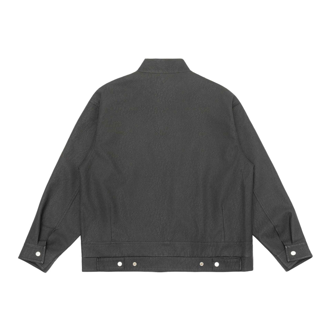Unisex Boxy-Kunstleder-Blousonjacke mit Stehkragen und aufgesetzten Pattentaschen Shop Nory
