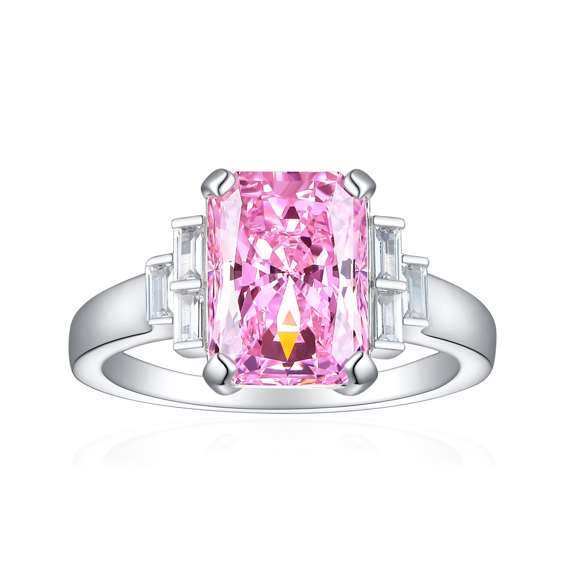 Damen Ring mit großem, rechteckigem Edelstein und funkelnden Akzenten Shop Nory