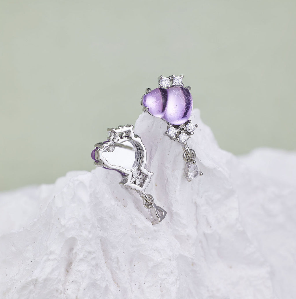 Damen Ohrstecker mit exklusivem lila Amethyst und funkelnden Zirkonia Shop Nory