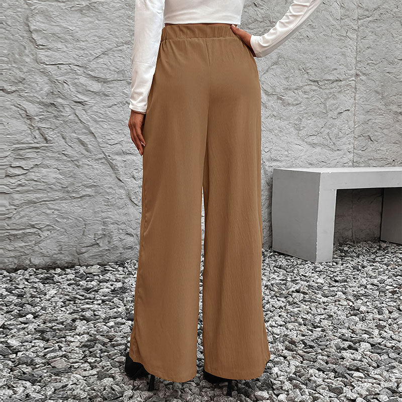 Damen Weite High-Waist-Hose mit Paperbag-Bund und Bindegürtel Shop Nory