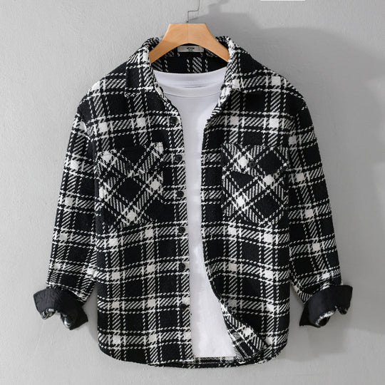 Herren Karierter Overshirt mit gesteppter Kapuze und Thermofutter Shop Nory