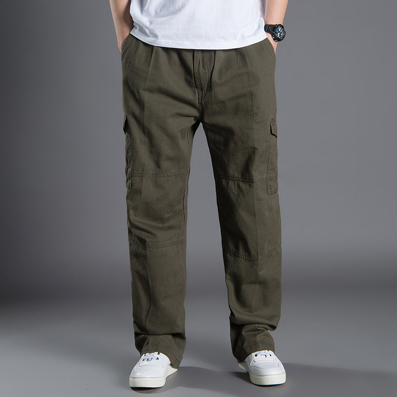 Herren Weite Utility-Cargohose aus Baumwollcanvas mit Mehrfach-Taschen und Kordelbund Shop Nory
