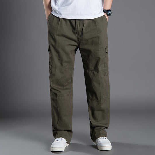 Herren Weite Utility-Cargohose aus Baumwollcanvas mit Mehrfach-Taschen und Kordelbund Shop Nory