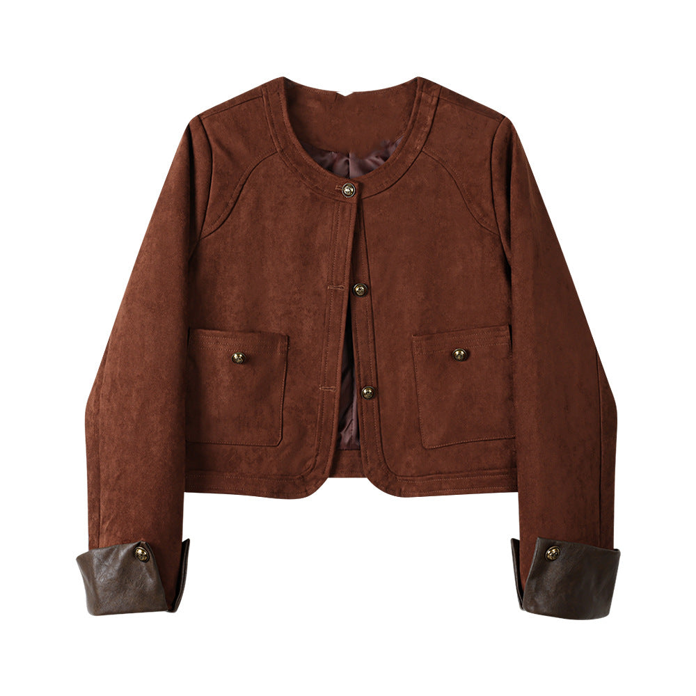 Damen Modische Wildlederjacke mit Taschen Shop Nory