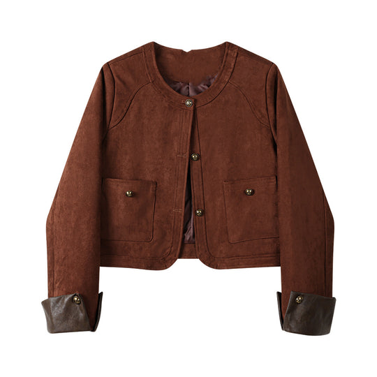 Damen Modische Wildlederjacke mit Taschen Shop Nory