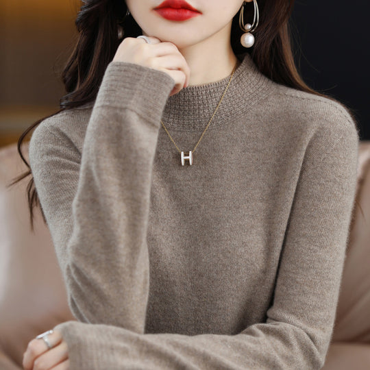 Damen Leichter Feinstrick-Mockneckpullover mit strukturierter Kragenblende Shop Nory