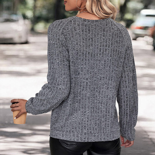Damen Kurzschnittiger Strukturstrick-Pullover mit Rundhals und legerer Taille Shop Nory