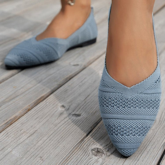 Damen Spitzer Ballerinas aus atmungsaktivem Strickmaterial mit flexibler Sohle