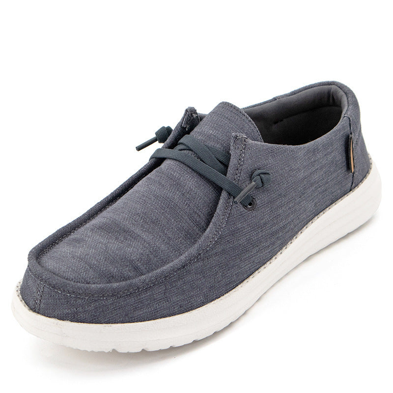 Herren Legerer Canvas-Mokassin-Slipper mit geflochtener Schnürung und gefleckter EVA-Sohle Shopy Nory