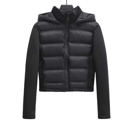 Damen Gekürzte gesteppte Hybrid‑Wattierte Jacke mit Kapuze Shop Nory