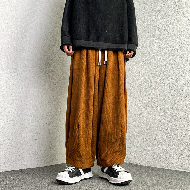 Unisex Extraweit geschnittene Cord-Loungehose mit Tunnelzug und elastischen Bündchen Shop Nory