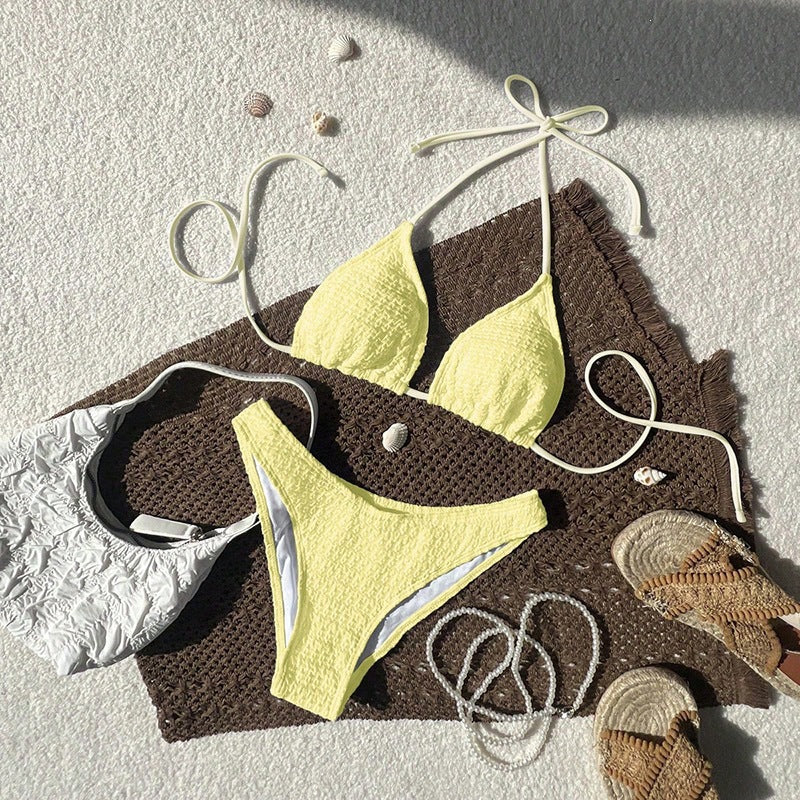Damen Triangel-Bikini mit verstellbaren Trägern und strukturierter Textur Shopnory