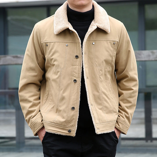 Herren Kurzjacke mit Teddyfutter und Umlegekragen, winddichte Übergangsjacke Shop Nory