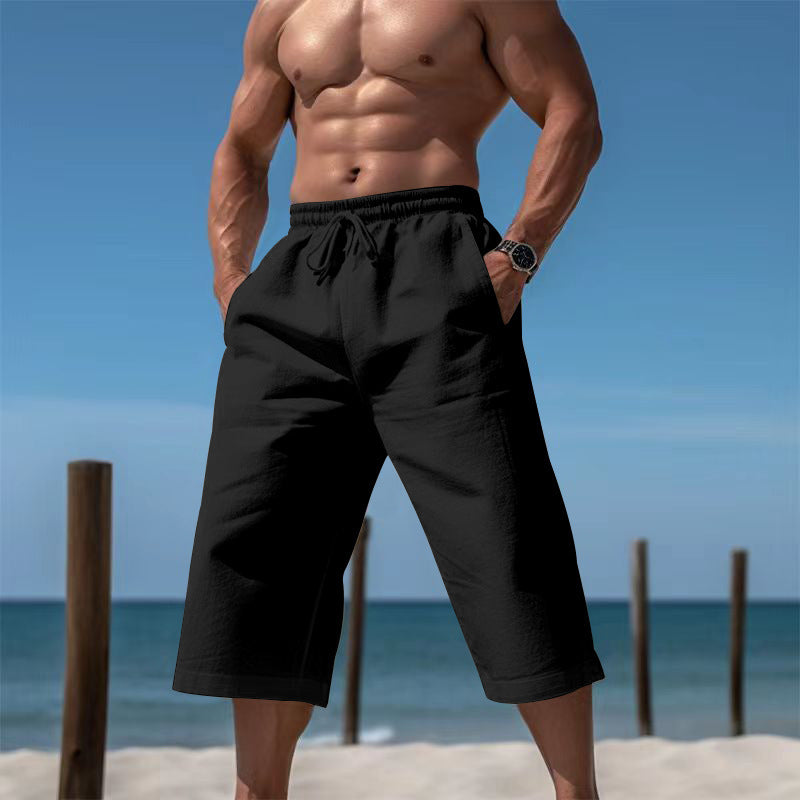 Herren nan lässige knielange Bermuda-Shorts mit elastischem Bund und Tunnelzug