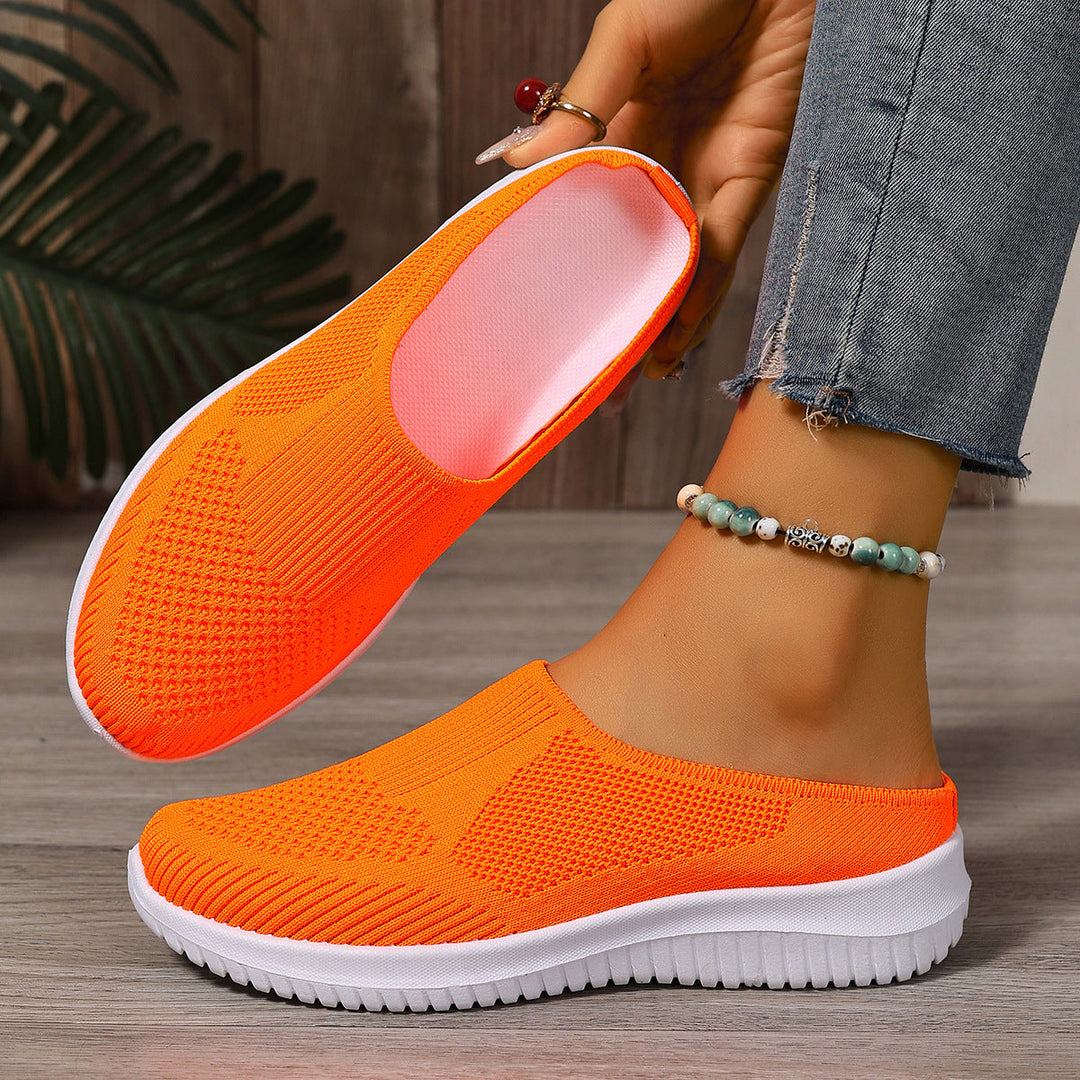 Damen Atmungsaktive Slip-On Freizeitschuhe mit flexiblem Strick-Obermaterial Shopnory