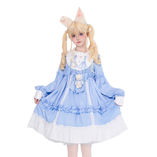 Damen Verspieltes Kostümkleid mit Rüschen und Teddybär-Motiv Shop Nory