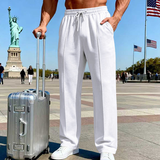 Herren Weite Travel-Loungehose mit Bügelfalte, elastischem Tunnelzug und seitlichen Eingrifftaschen Shop Nory
