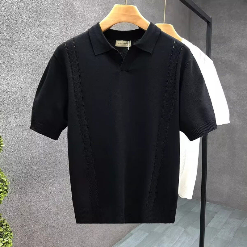 Herren Modisches Kurzarm-Polohemd mit strukturierter Strickoptik Shop Nory